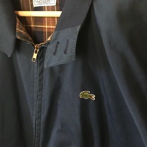 Vintage Izod Lacoste jacket plaid lining Navy Blue
